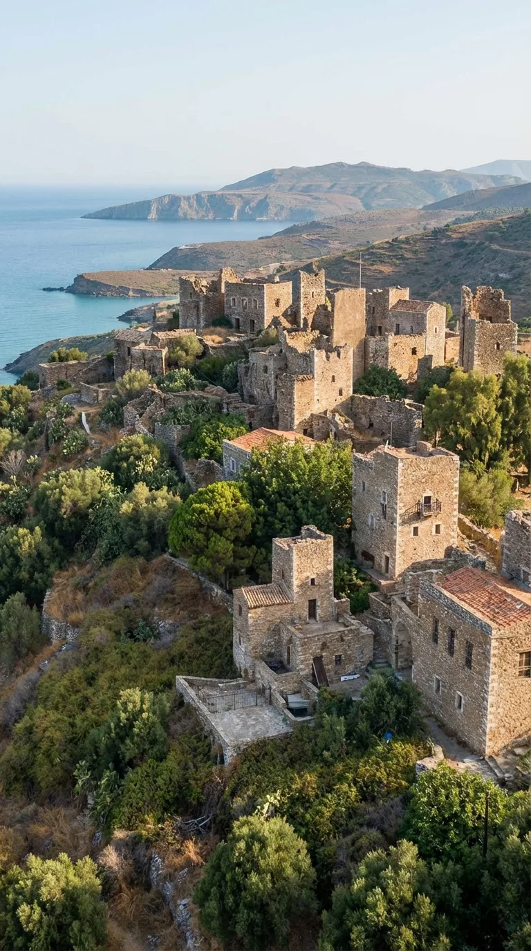 Panoramic view of Kardamili village and bay